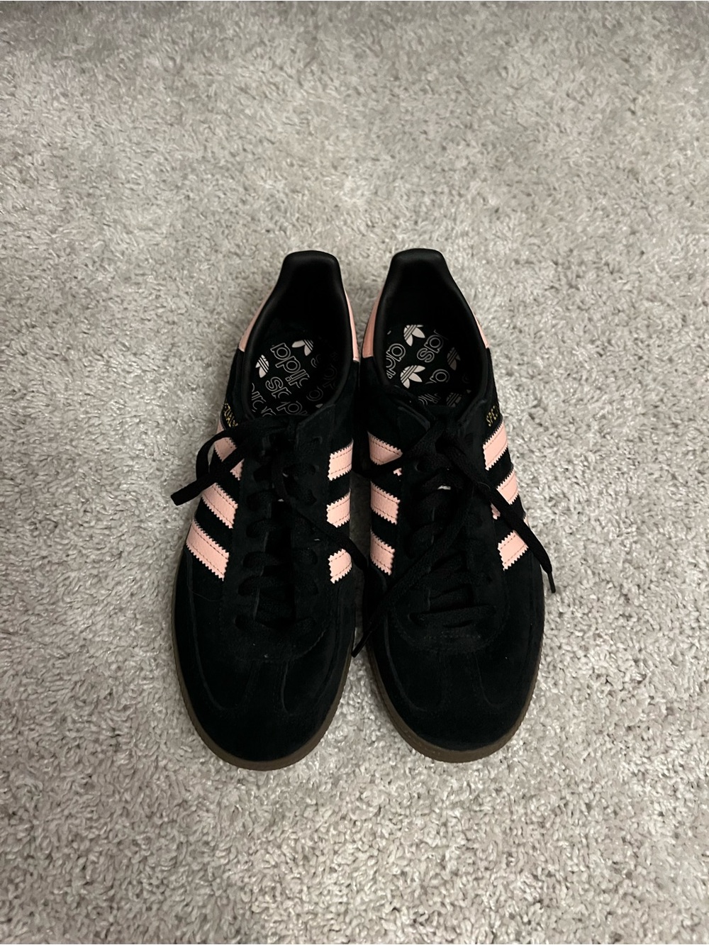 adidas Black Suede Women's Sneakers with Pink Three-Stripes